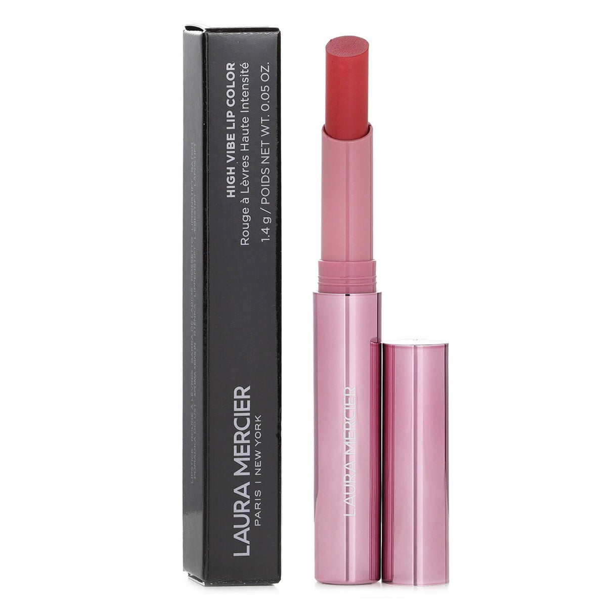 Laura Mercier High Vibe Lip Color in #160 Glow, a vibrant, lightweight lip color enriched with Guava oil for all-day comfort.