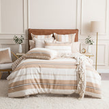 Textured Cotton Slub Reversible Quilt Cover Set King Stephine Stripe