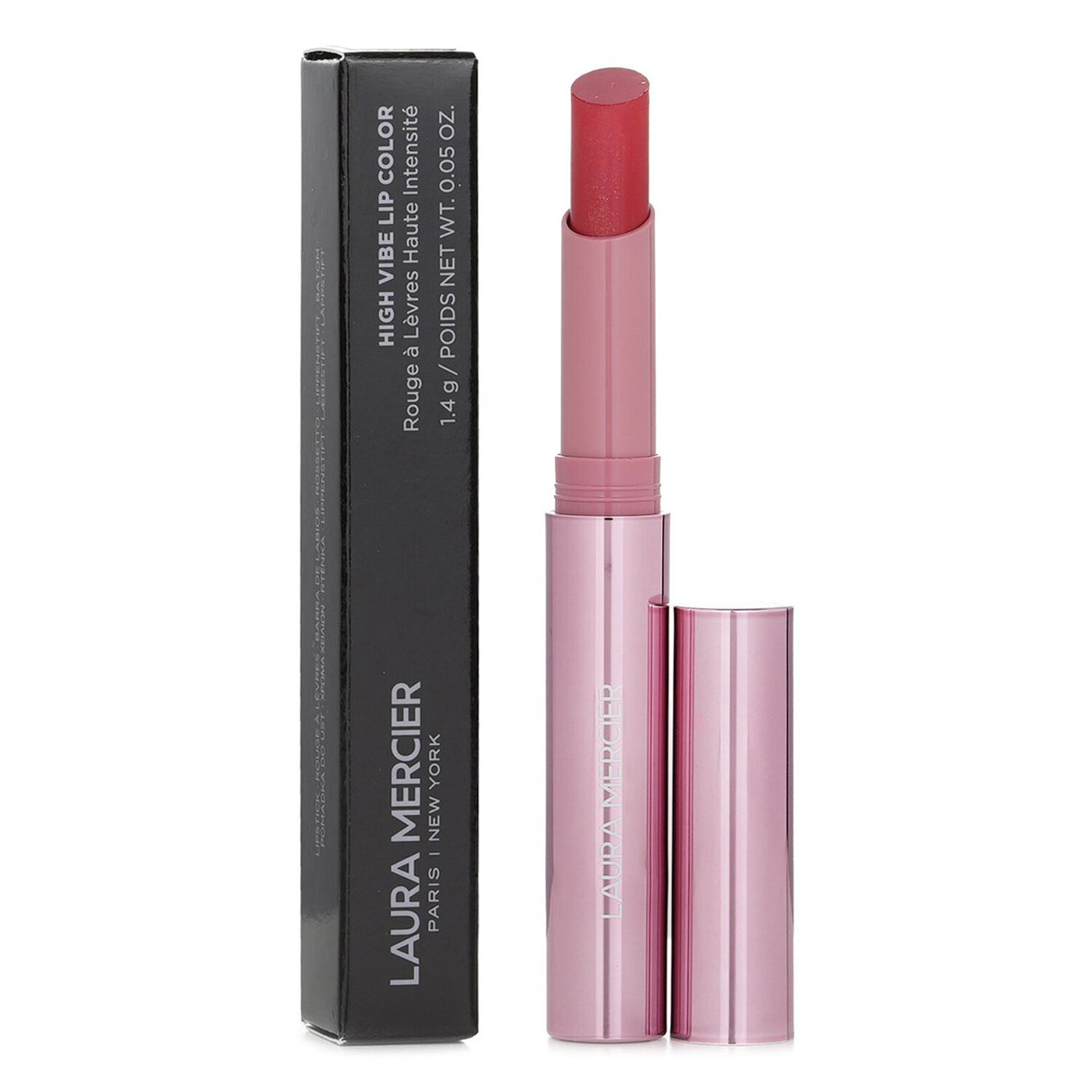 Vibrant Laura Mercier High Vibe Lip Color #183 Dash, rich pigments, nourishing Guava oil for smooth all-day wear.