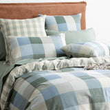 Renee Taylor Textured Cotton Slub Reversible Quilt Cover Set Queen Jackson Check