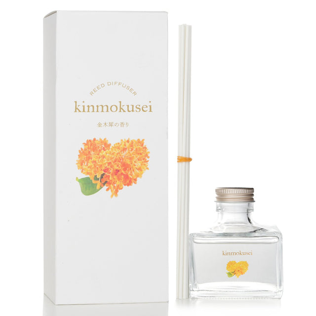 Kinmokusei Reed Diffuser in 120ml, offering a soothing floral aroma for serene home ambiance without flames or electricity.