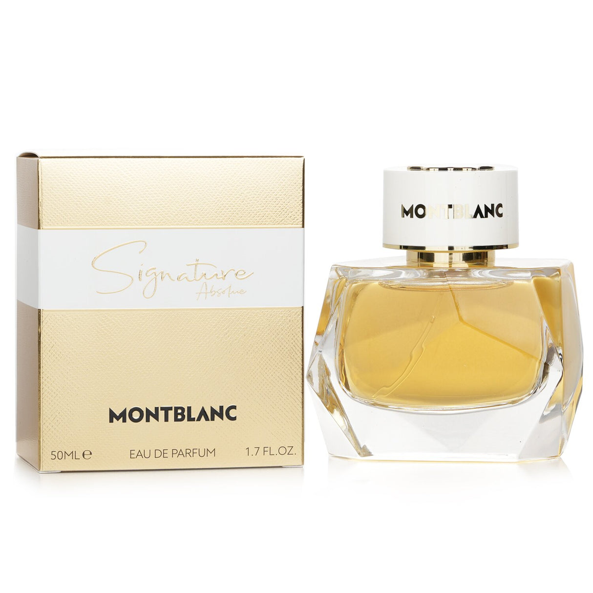 Montblanc Signature Absolu Eau De Parfum Spray (50ml) in a stylish bottle, featuring notes of bergamot, jasmine, and amber.