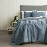 Cloud Linen Boronia Stone Washed Cotton Waffle Comforter Set Double/Queen Denim