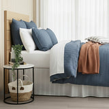 Cloud Linen Celeste Seersucker Cotton Waffle Euro P/Case Ink