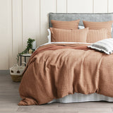 Cloud Linen Celeste Seersucker Cotton Waffle Quilt Cover Set King Rust