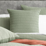 Cloud Linen Celeste Seersucker Cotton Waffle Quilt Cover Set Queen Sage