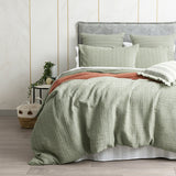 Cloud Linen Celeste Seersucker Cotton Waffle Quilt Cover Set King Sage