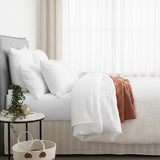 Cloud Linen Celeste Seersucker Cotton Waffle Quilt Cover Set Queen Ivory