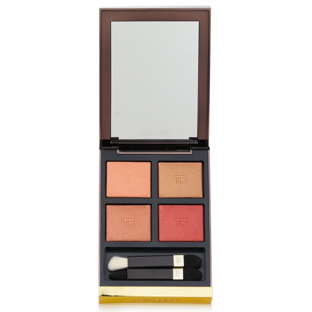 Tom Ford Eye Color Quad #41 Peach Dawn features four luxurious shades for versatile eye makeup looks in a stylish mirrored compact.