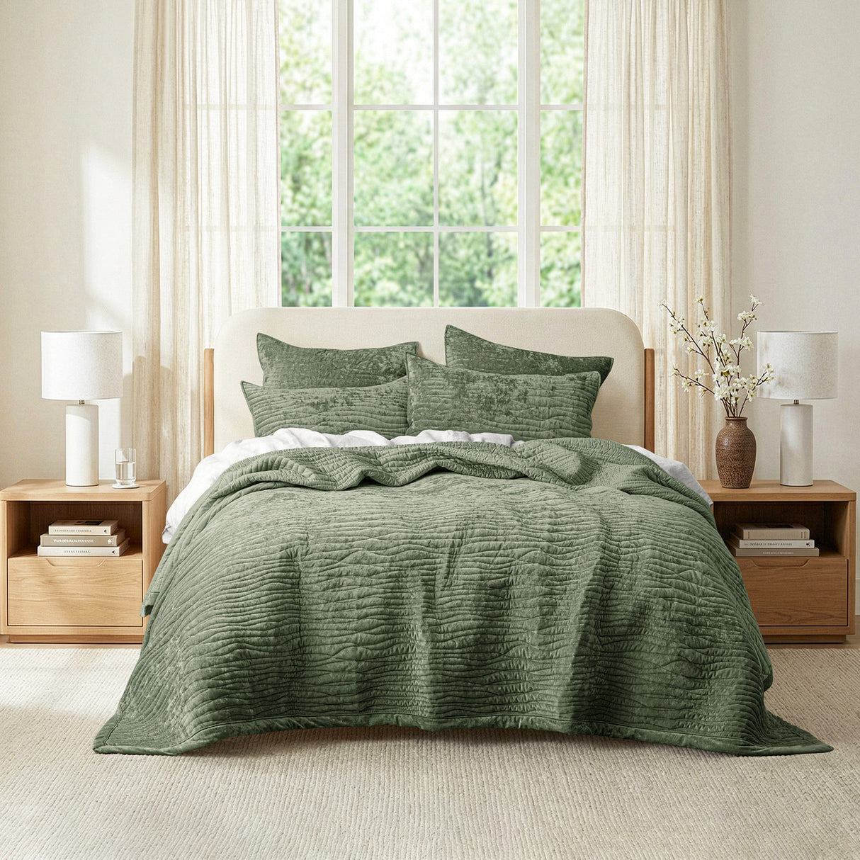 Renee Taylor Blake Velvet Coverlet Set Queen/King Military