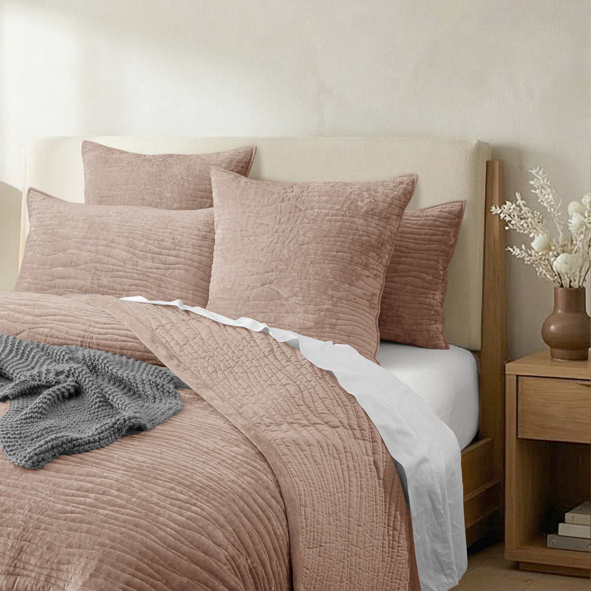 Renee Taylor Blake Velvet Coverlet Set Queen/King Wood