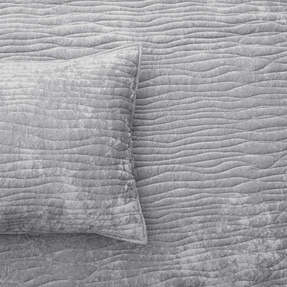 Renee Taylor Blake Velvet Coverlet Set Super King Silver Line