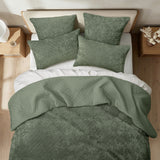 Renee Taylor Archie Cross Stitch Velvet Coverlet Set Queen/King Military