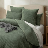 Renee Taylor Archie Cross Stitch Velvet Coverlet Set Single/Double Military