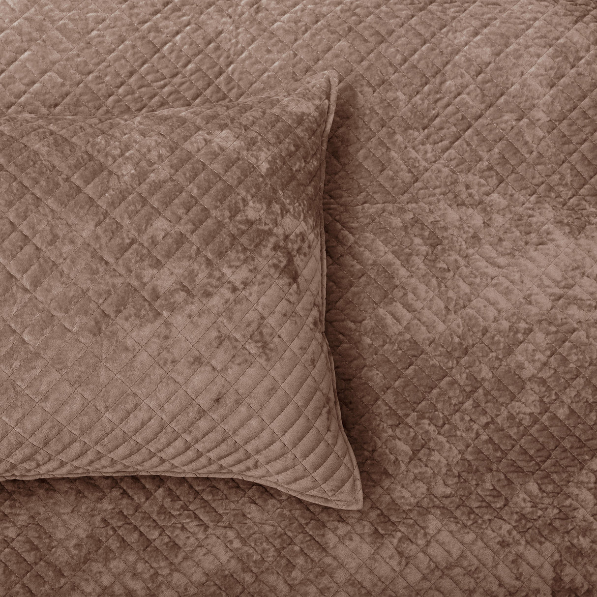 Renee Taylor Archie Cross Stitch Velvet Coverlet Set Single/Double Wood