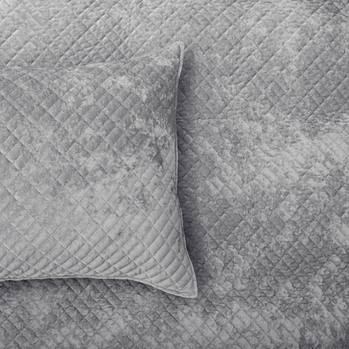 Renee Taylor Archie Cross Stitch Velvet Coverlet Set Queen/King Silver Line