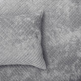 Renee Taylor Archie Cross Stitch Velvet Coverlet Set Queen/King Silver Line