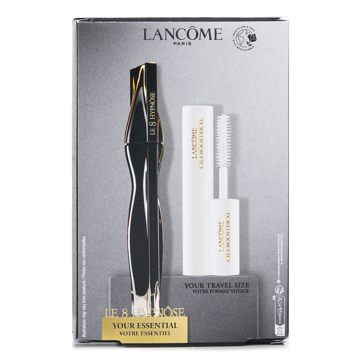 "Lancome Le 8 Hypnose Mascara Set features 8ml mascara and 4ml primer for enhanced, voluminous lashes."