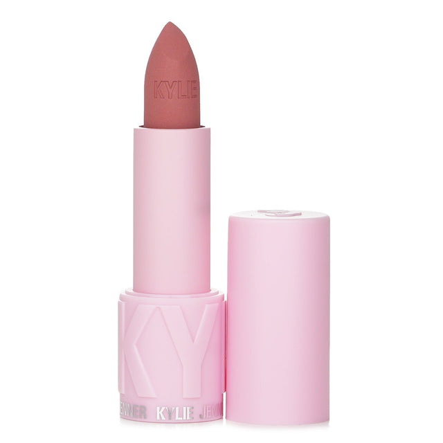 Matte lipstick #808 Kylie by Kylie Jenner, offering pigmented color, silky texture, and 8-hour hydration for stunning lips.