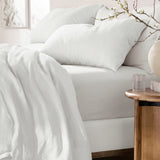 Renee Taylor Washed Linen Cotton Sheet Set Queen White