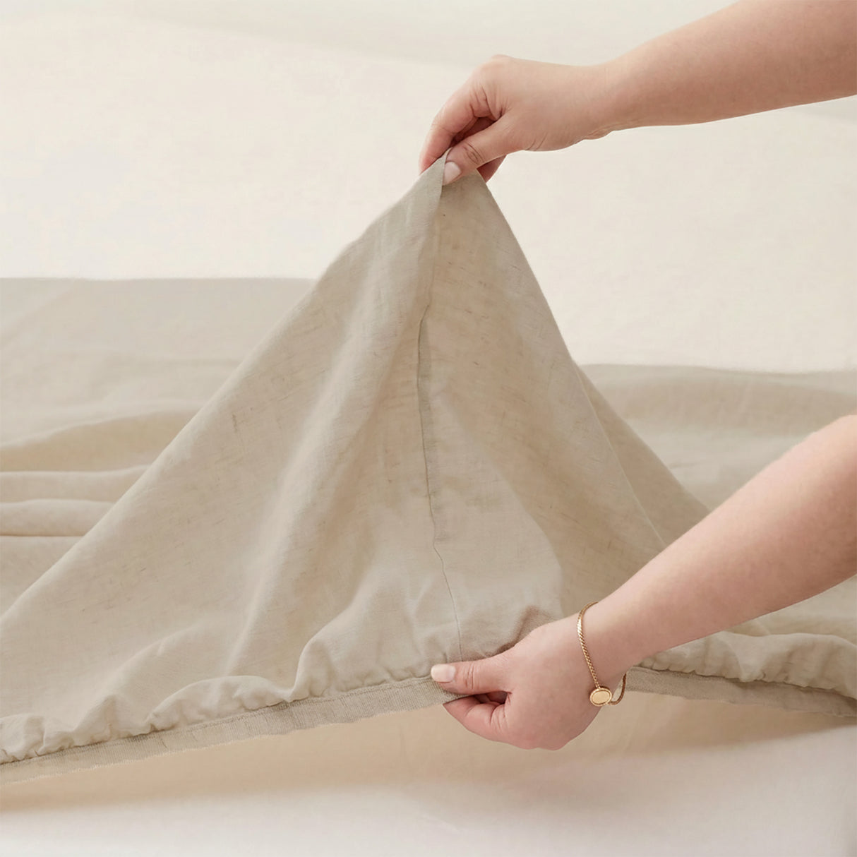 Renee Taylor Washed Linen Cotton Sheet Set King Natural