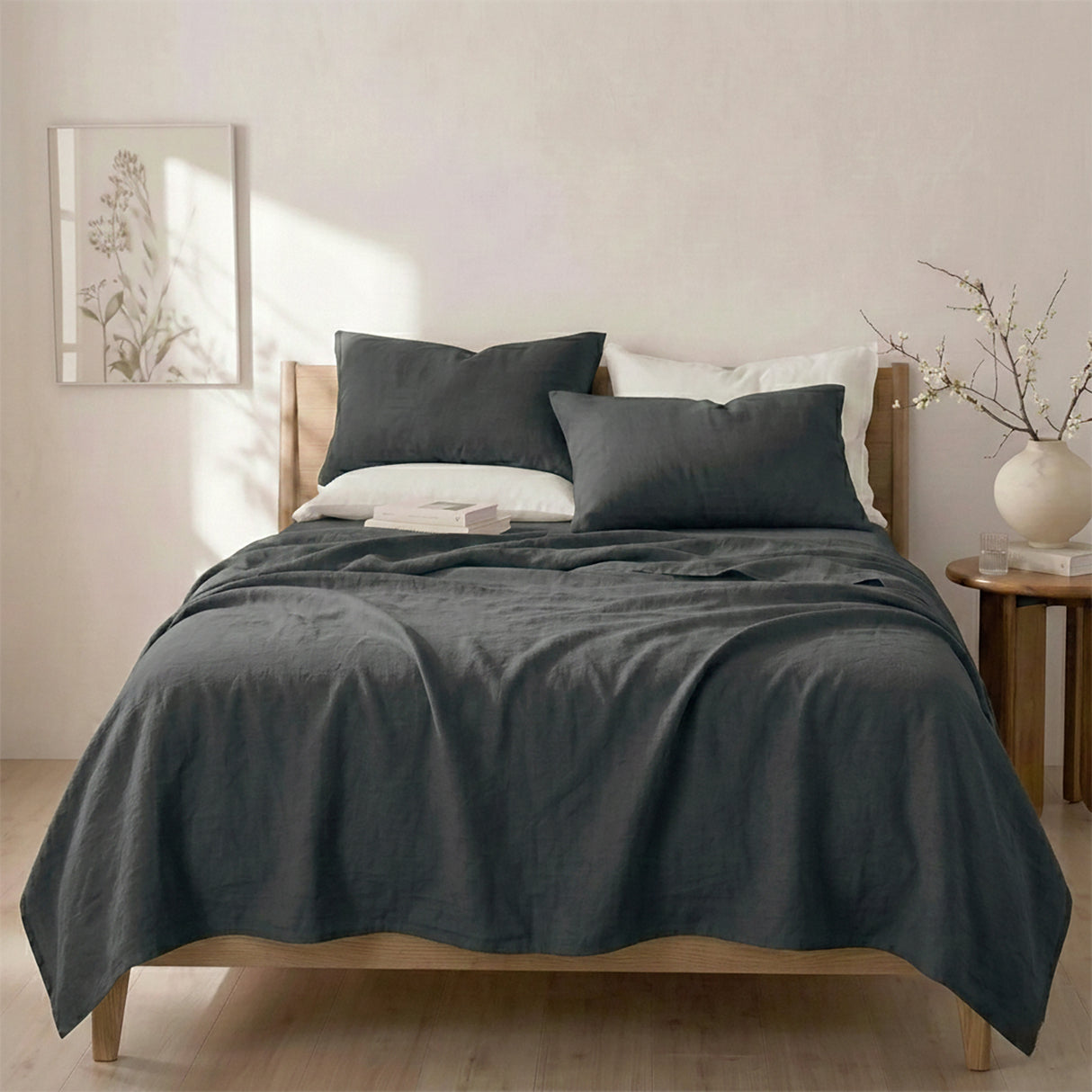 Renee Taylor Washed Linen Cotton Sheet Set Queen Magnet