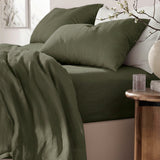 Renee Taylor Washed Linen Cotton Sheet Set King Leaf