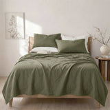 Renee Taylor Washed Linen Cotton Sheet Set King Leaf
