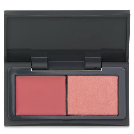 THREE Blown Away Blush Duo #04 Breeze Walker, cream and powder for a radiant, layered cheek color in a 3g size.