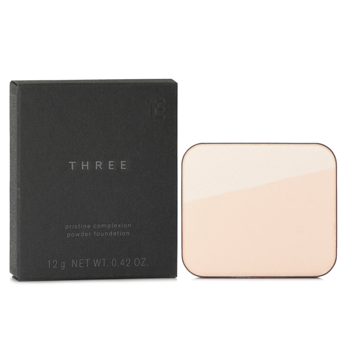 THREE Pristine Complexion Powder Foundation SPF 26 in shade #100 offers a natural radiant finish, enriched with botanicals and lightweight feel.