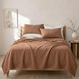 Renee Taylor Washed Linen Cotton Sheet Set Queen Terracotta