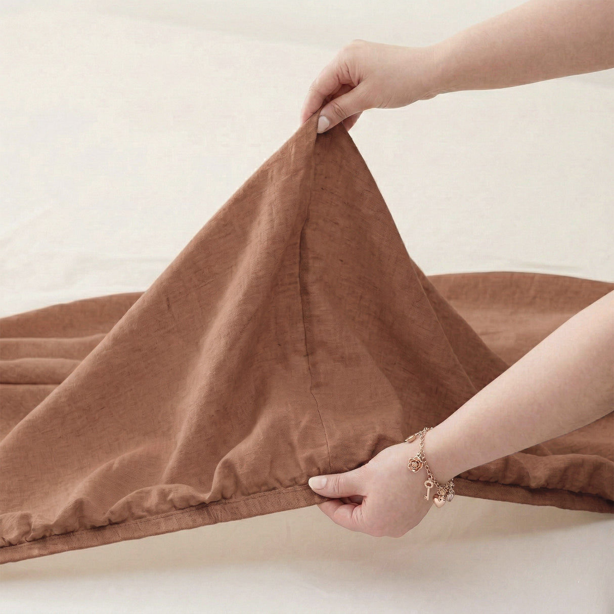 Renee Taylor Washed Linen Cotton Sheet Set King Terracotta