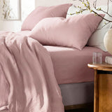 Renee Taylor Washed Linen Cotton Sheet Set King Woodrose