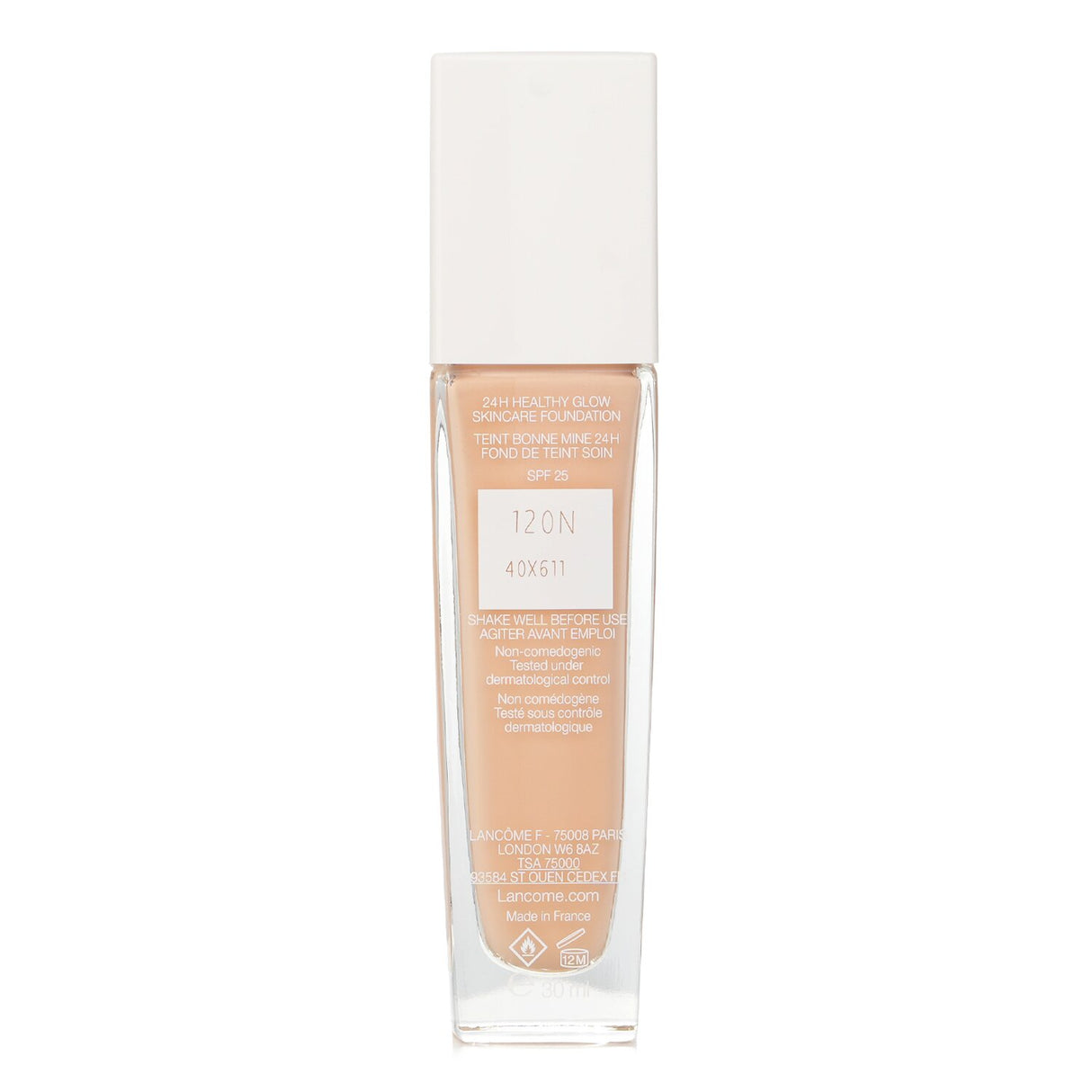 Lancôme Teint Idole Ultra Wear Care & Glow Foundation SPF 25 - #120N, a hydrating serum foundation for a radiant complexion.