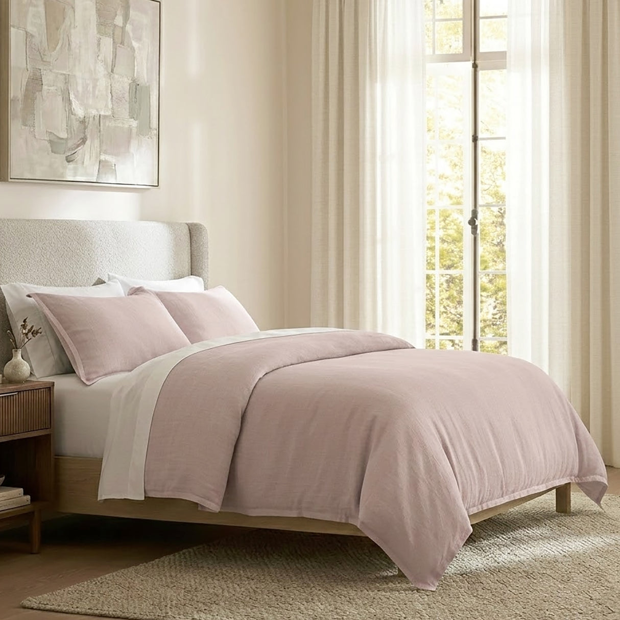 Renee Taylor Washed Linen Cotton Quilt Cover Set Double Woodrose