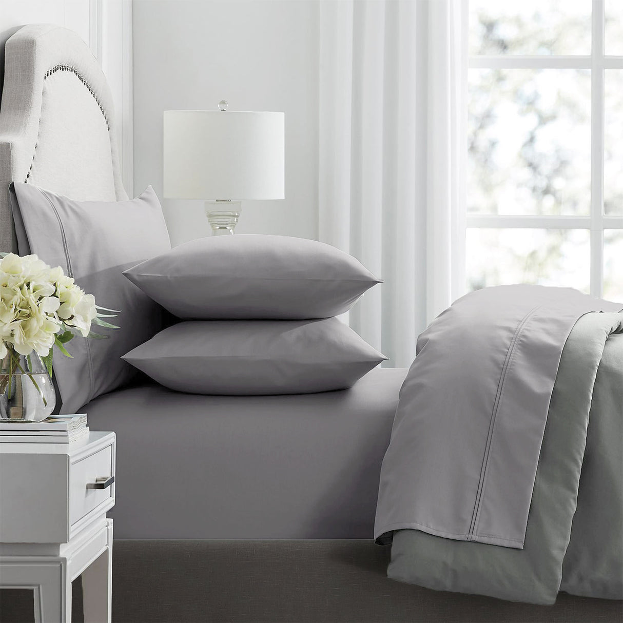 Renee Taylor 1000 Thread Count Egyptian Cotton Sheet Set Queen Ash