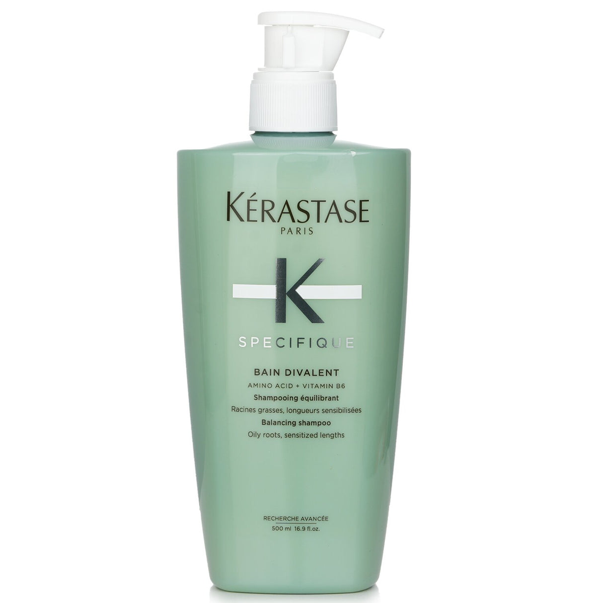 Kerastase Specifique Bain Divalent Balancing Shampoo for oily roots and sensitized lengths, enriched with Amino Acids and Vitamin B6.