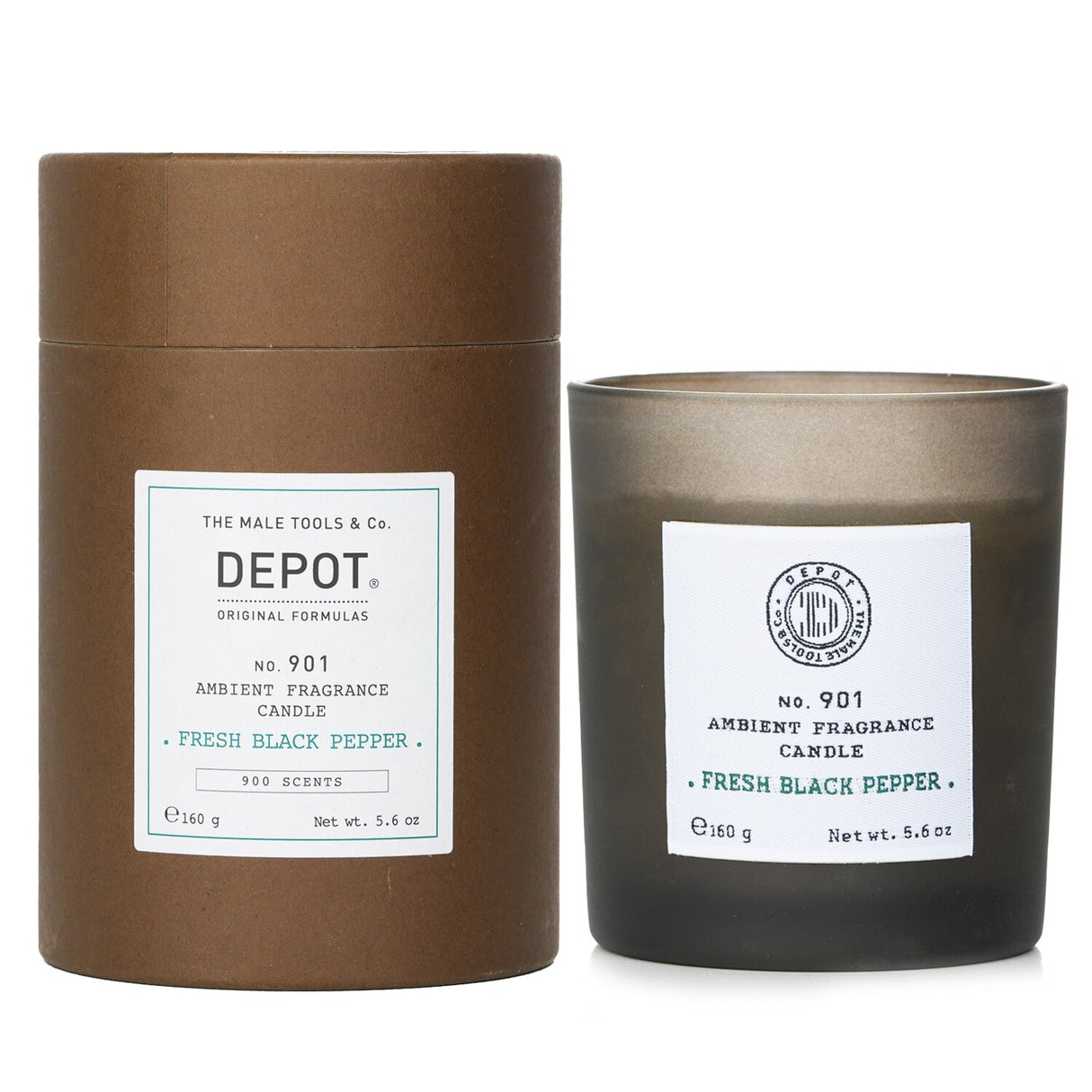 Depot No. 901 Fresh Black Pepper Candle, 160g, offers a cozy ambiance with its warm, spicy aroma for home or office.