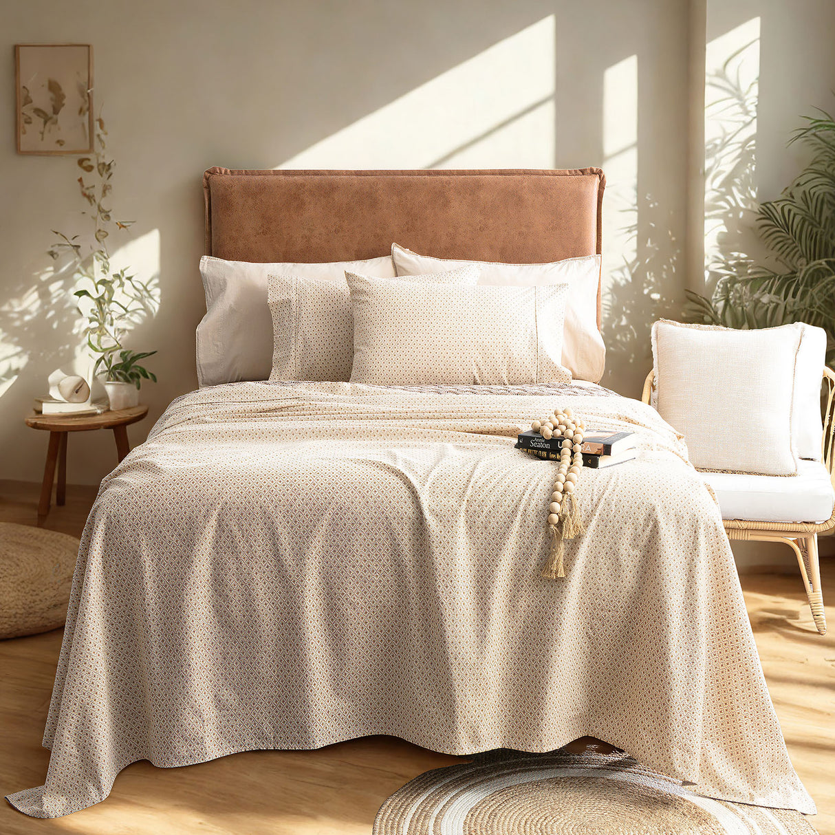 Park Avenue 175 GSM Egyptian Cotton Flannelette Sheet Set Mega Queen Diamond