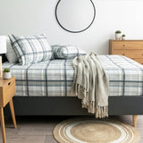 175 GSM Egyptian Cotton Flannelette Fitted & Pillow Case King Heathered Plaid