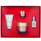 Estee Lauder Radiance Routine Set featuring 4 skincare essentials for a glowing complexion, including cleanser, serum, and creams.
