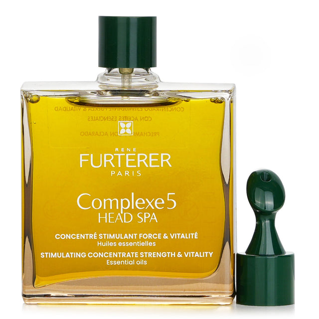 Rene Furterer Complexe 5, a revitalizing pre-shampoo treatment with lavender and orange essential oils for scalp vitality.