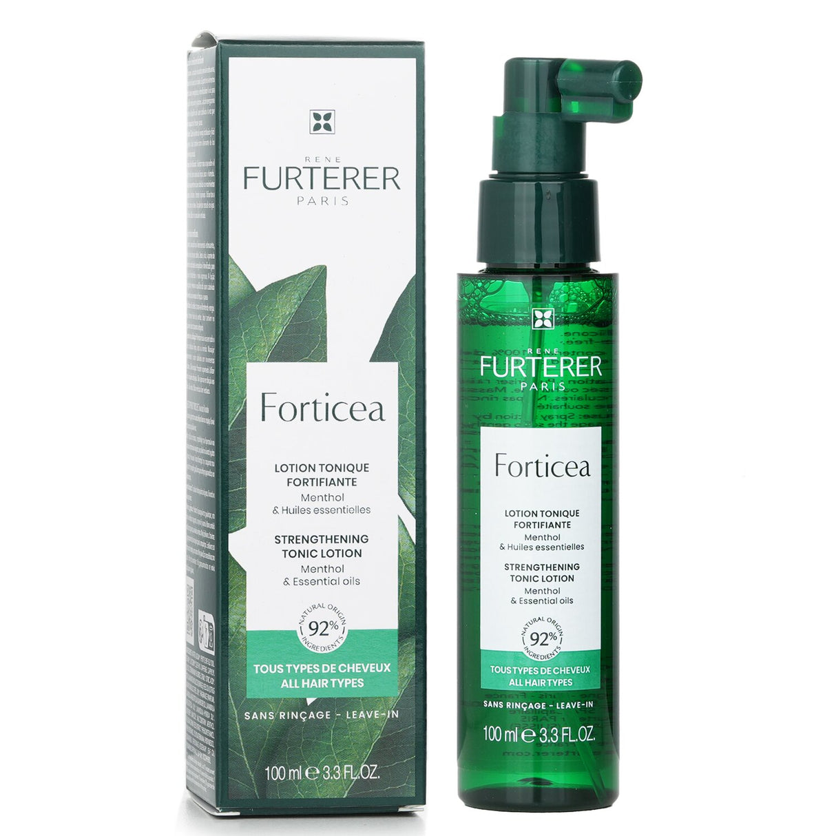 Rene Furterer Forticea Strengthening Tonic Lotion, 100ml, energizes and strengthens hair with natural ingredients and essential oils.