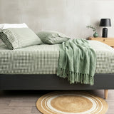 175 GSM Egyptian Cotton Flannelette Fitted & Pillow Case Long Single Gingham