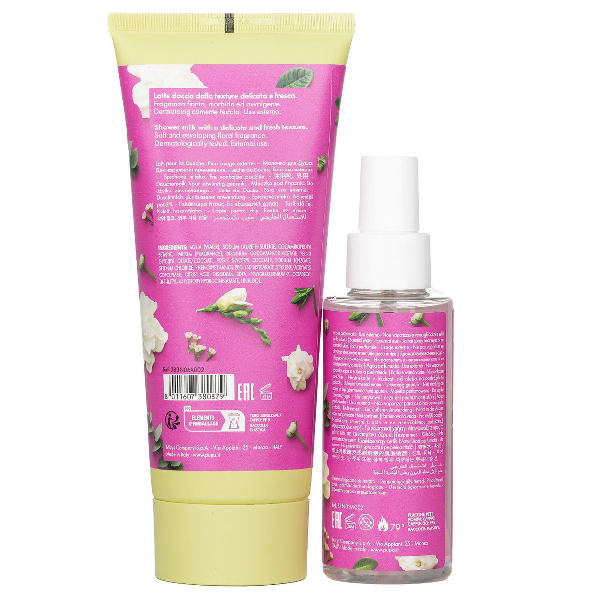 Pupa Let's Bloom Kit 2: Royal Garden features shower milk and scented water for luxurious self-care and refreshing floral fragrance.