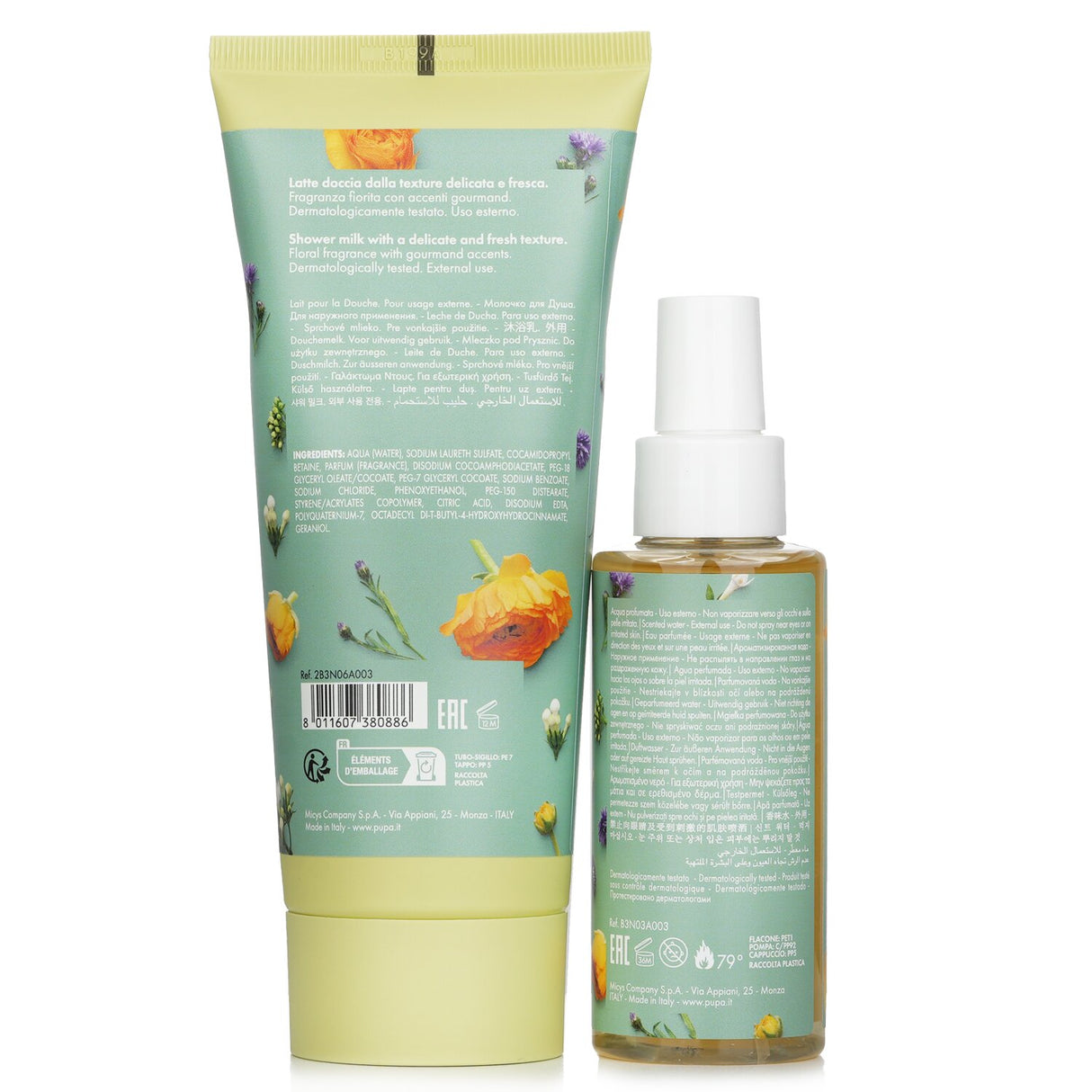 Pupa Let's Bloom Kit 2 Secret Garden with shower milk and scented water for a luxurious floral self-care experience.