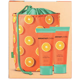 Pupa Breakfast Lovers Kit featuring orange juice shower milk, body lotion, and a stylish purse, perfect for breakfast enthusiasts.