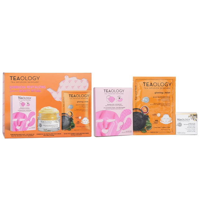 Teaology Kombucha Revitalizing Beauty Set: 3 skincare essentials for hydration and rejuvenation, featuring kombucha-infused products.