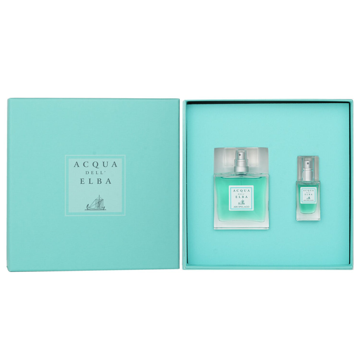 Elegant coffret of Acqua Dell'Elba Arcipelago fragrance for men, featuring 50ml and 15ml sprays, embodying Tuscan charm.