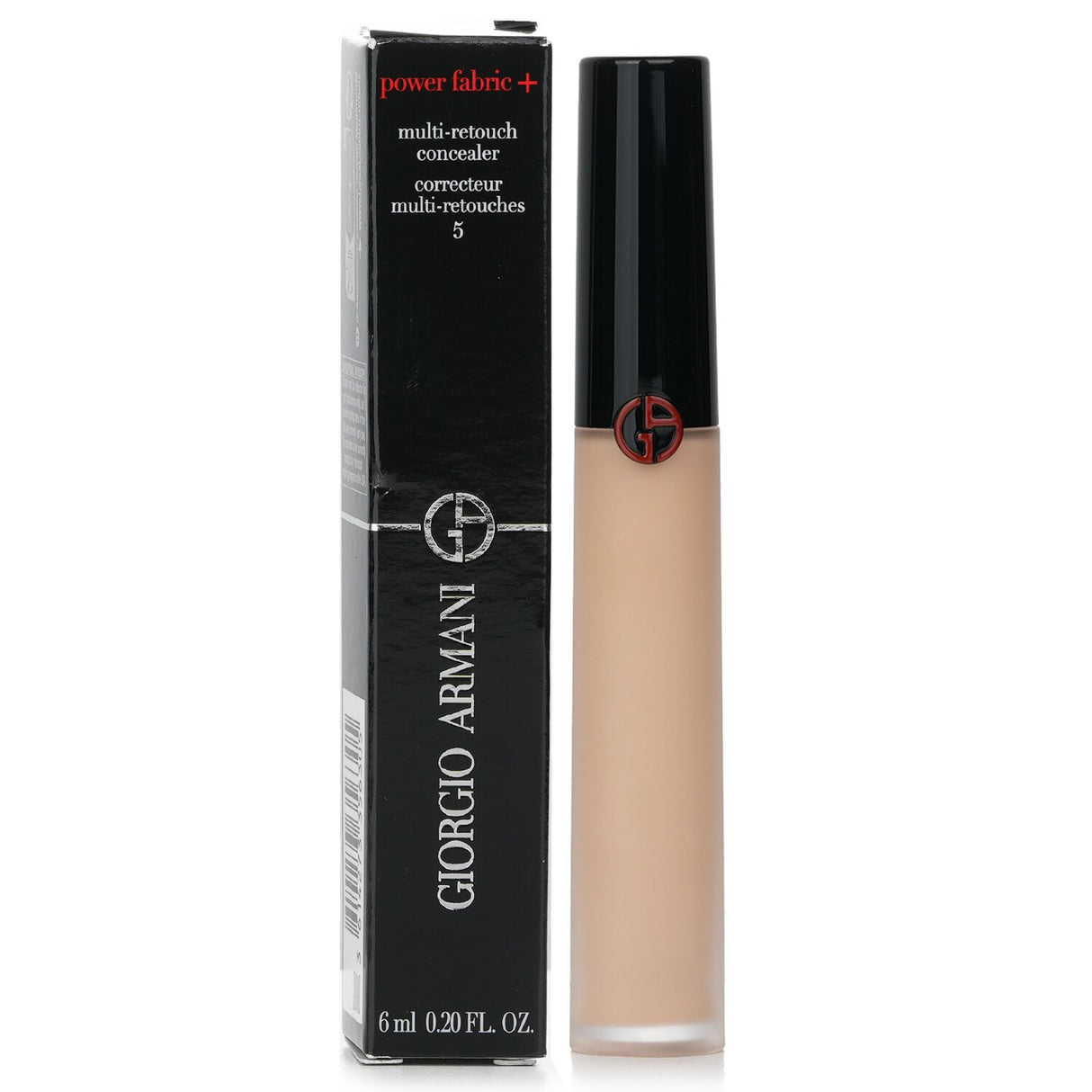 Giorgio Armani Power Fabric+ Concealer #5 in 6ml; high-coverage formula offers a natural matte finish and resists creasing.